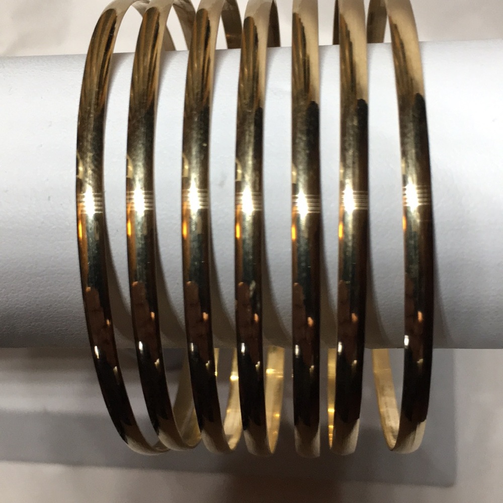 New 14k Solid Gold 7 Bangle Bracelets - image 5